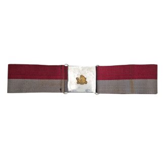 Original 1970s Rhodesian Grey's Scouts stable belt red grey with metal horse badge buckle from the Rhodesian Bush War period. militaria