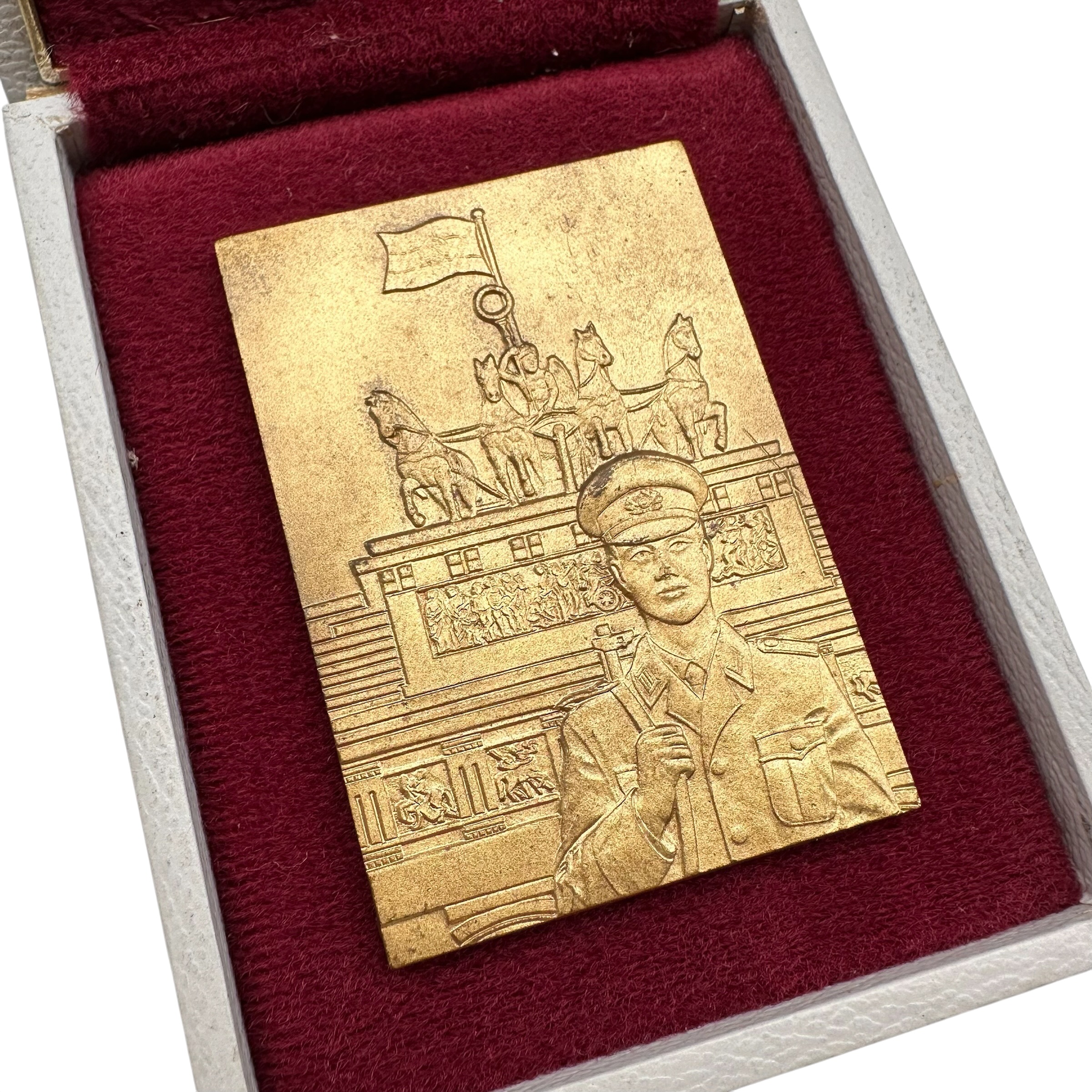 Original Cold War DDR NVA Berlin Stadtkommandantur Plaque in Presentation Case
