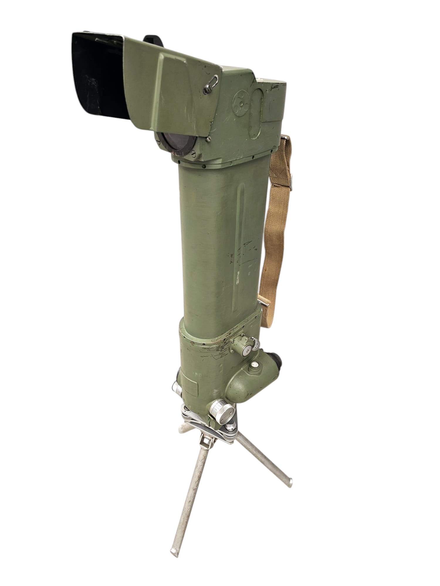 Original Cold War DDR NVA Soviet Military Periscope with Tripod and Wooden Transport Case