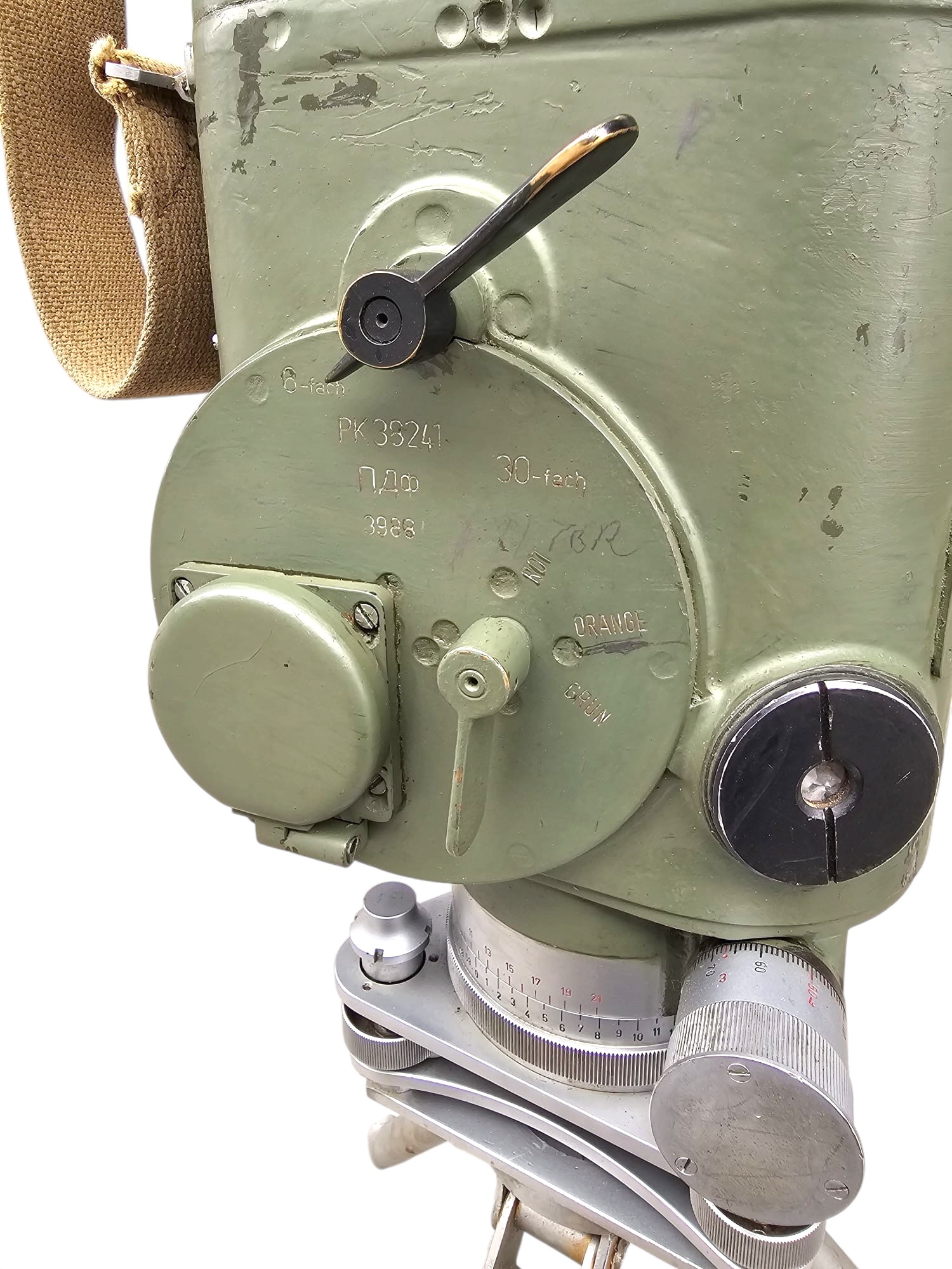 Original Cold War DDR NVA Soviet Military Periscope with Tripod and Wooden Transport Case