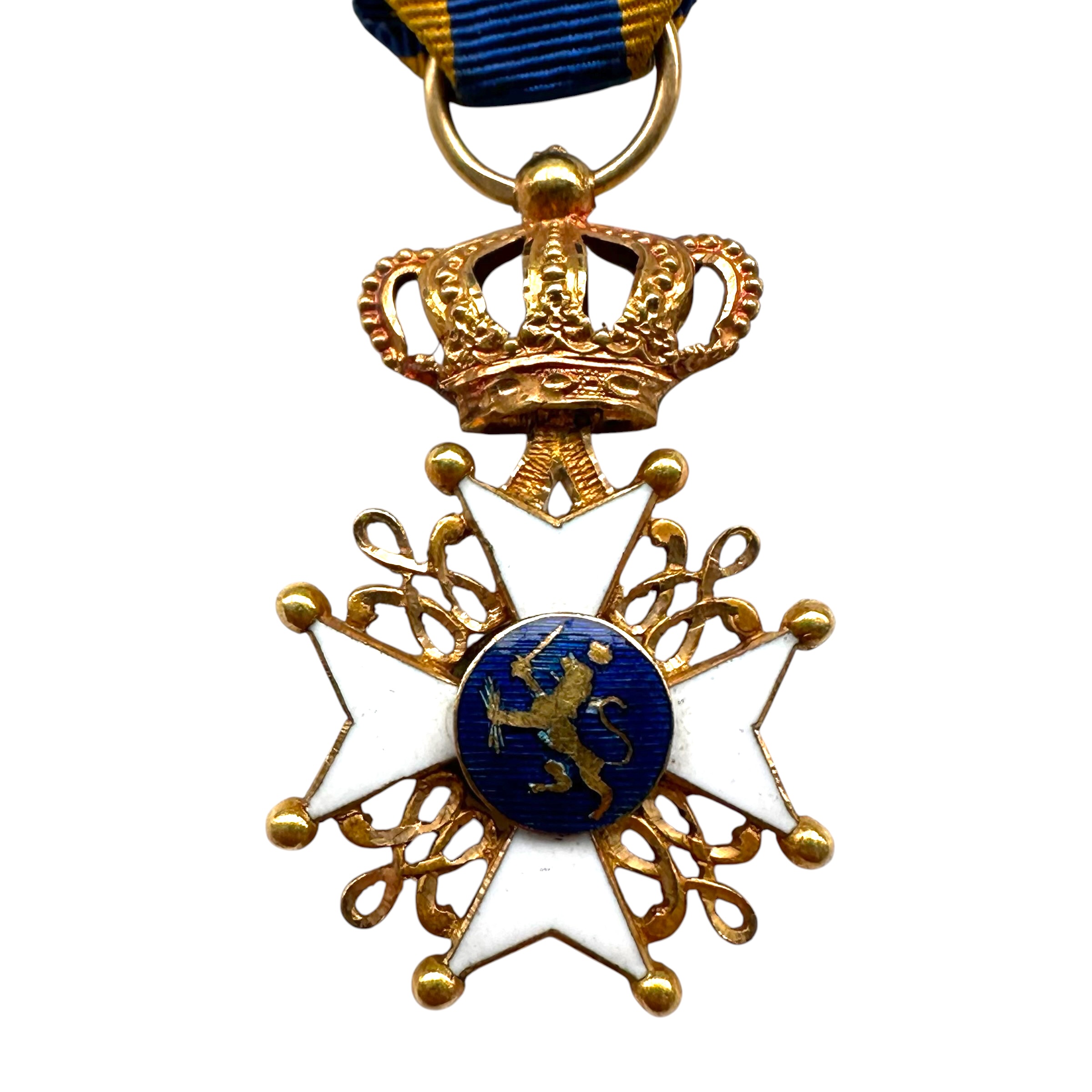 Original Dutch Miniature Knight's Cross Order of the Netherlands Lion – Orde van de Nederlandse Leeuw