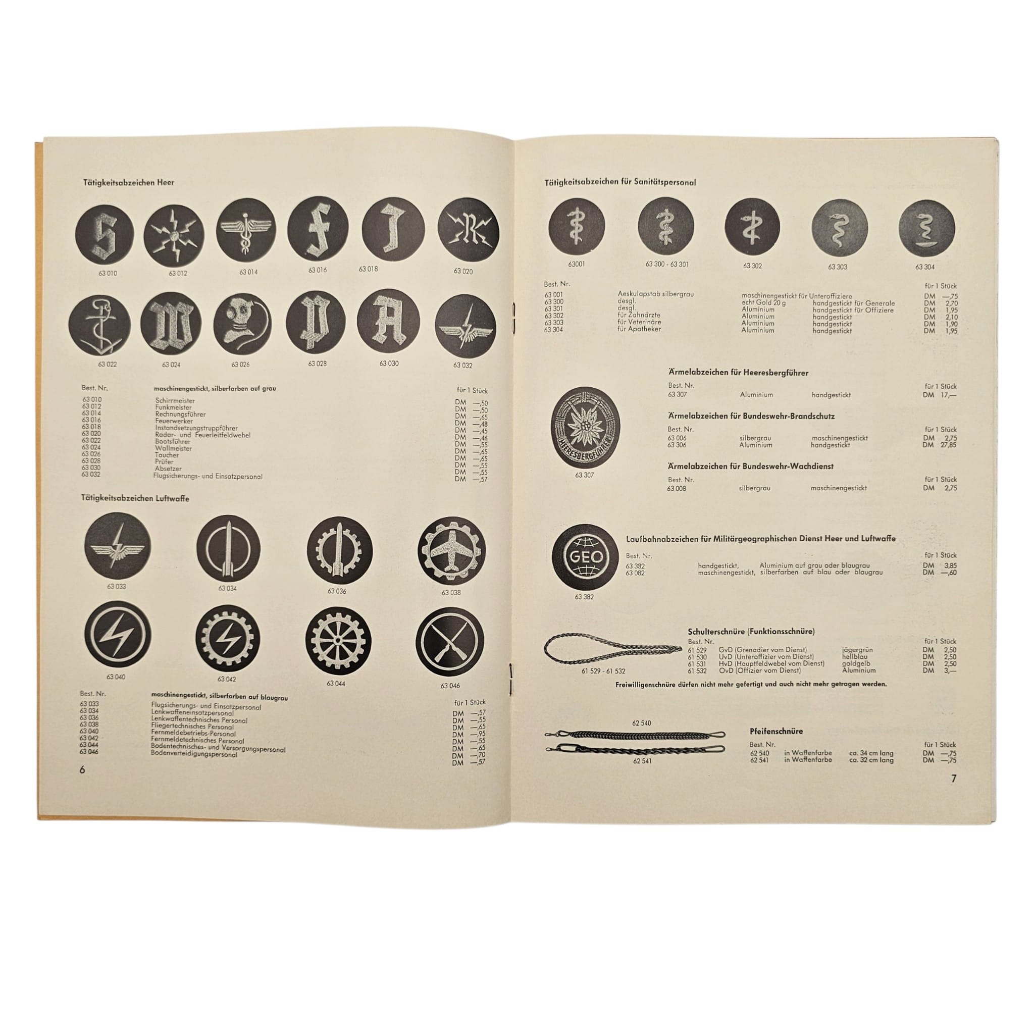 Original German Bundeswehr Albert Bender Heer & Luftwaffe Insignia Price Catalogue c. 1960–1970