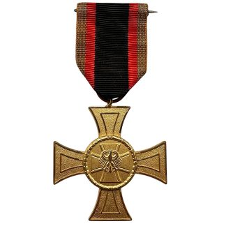 Original German Bundeswehr Ehrenkreuz in Gold medal with Bundesadler and black red gold ribbon German military decoration.