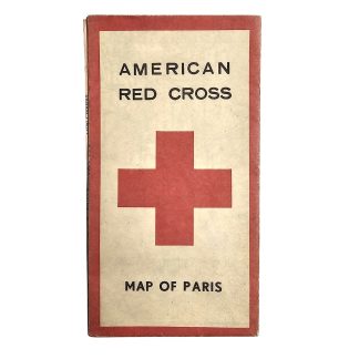 Original January 1945 WWII American Red Cross Map of Paris for US servicemen with Paris Metro map Red Cross Clubs and city guide.