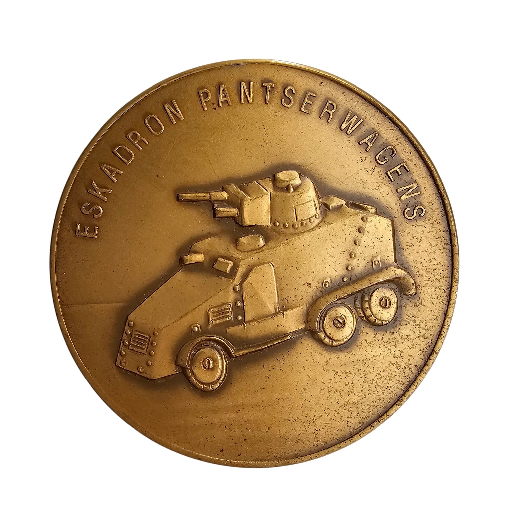 Zeldzame originele Pre 1940 Nederlandse leger penning Eskadron Pantserwagens pantserwagen militaire voertuigen Nederlandse pantsertroepen.