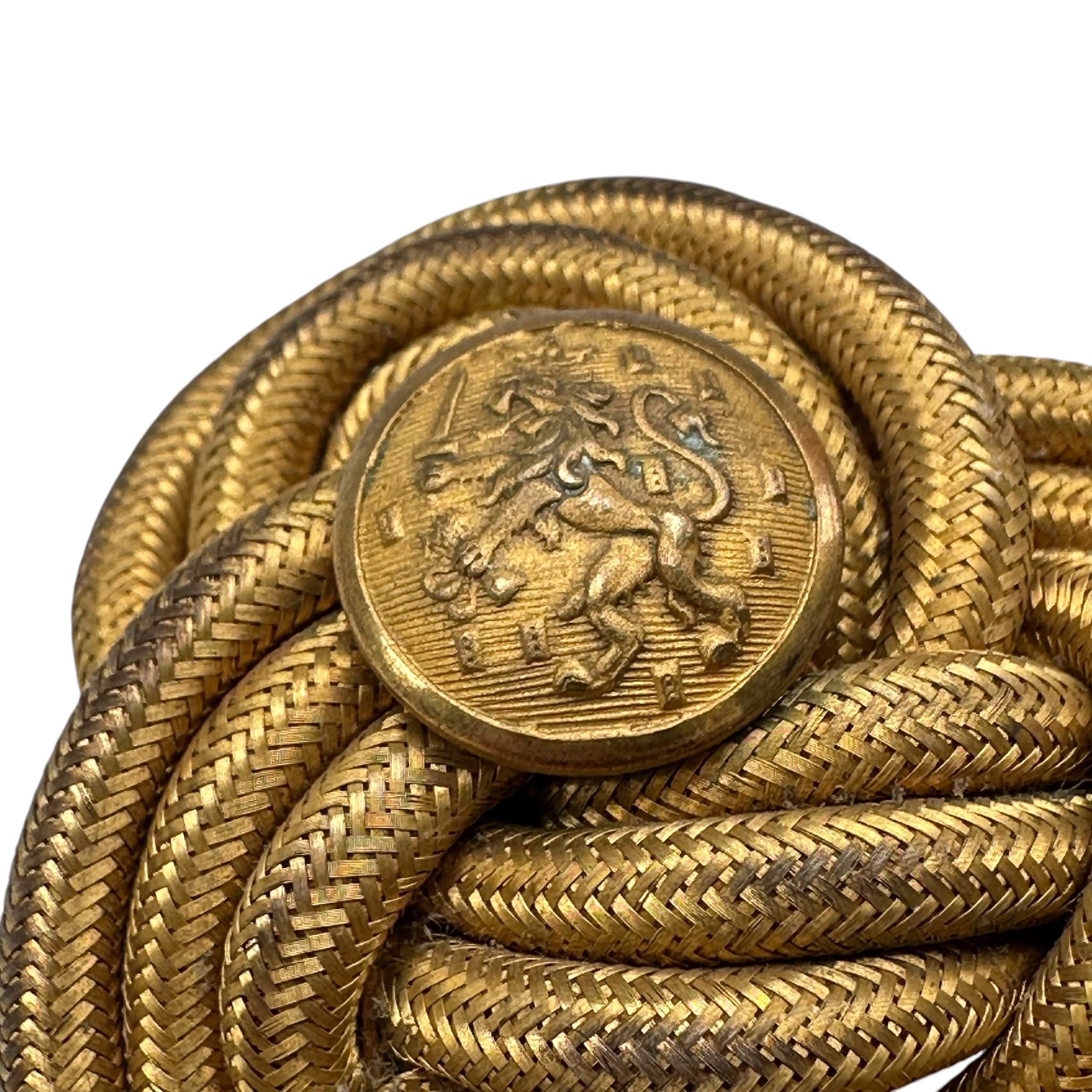 Originele Pre 1940 Nederlandse leger infanterie officiersschouderstukken van gevlochten goudkoord voor ceremonieel tenue, complete set