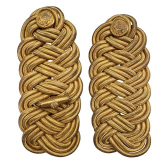 Originele Pre 1940 Nederlandse leger infanterie officiersschouderstukken van gevlochten goudkoord voor ceremonieel tenue, complete set.