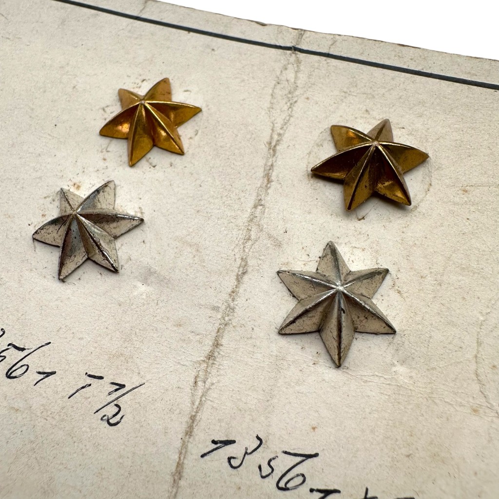 Original Pre-1940 Dutch Army Officer Rank Stars on Original Display Card