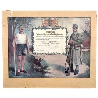 Originele Nederlandse leger Militair Vaardigheidsdiploma 1938 soldaat S. Gerritsen 3e Compagnie Wielrijders vooroorlogse militaria