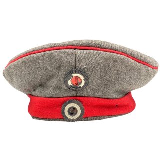 Original WWI German Prussian Guard M1907/10 Feldmütze Krätzchen with cockades, K.B.A.G. 1915 depot marking and size 58.