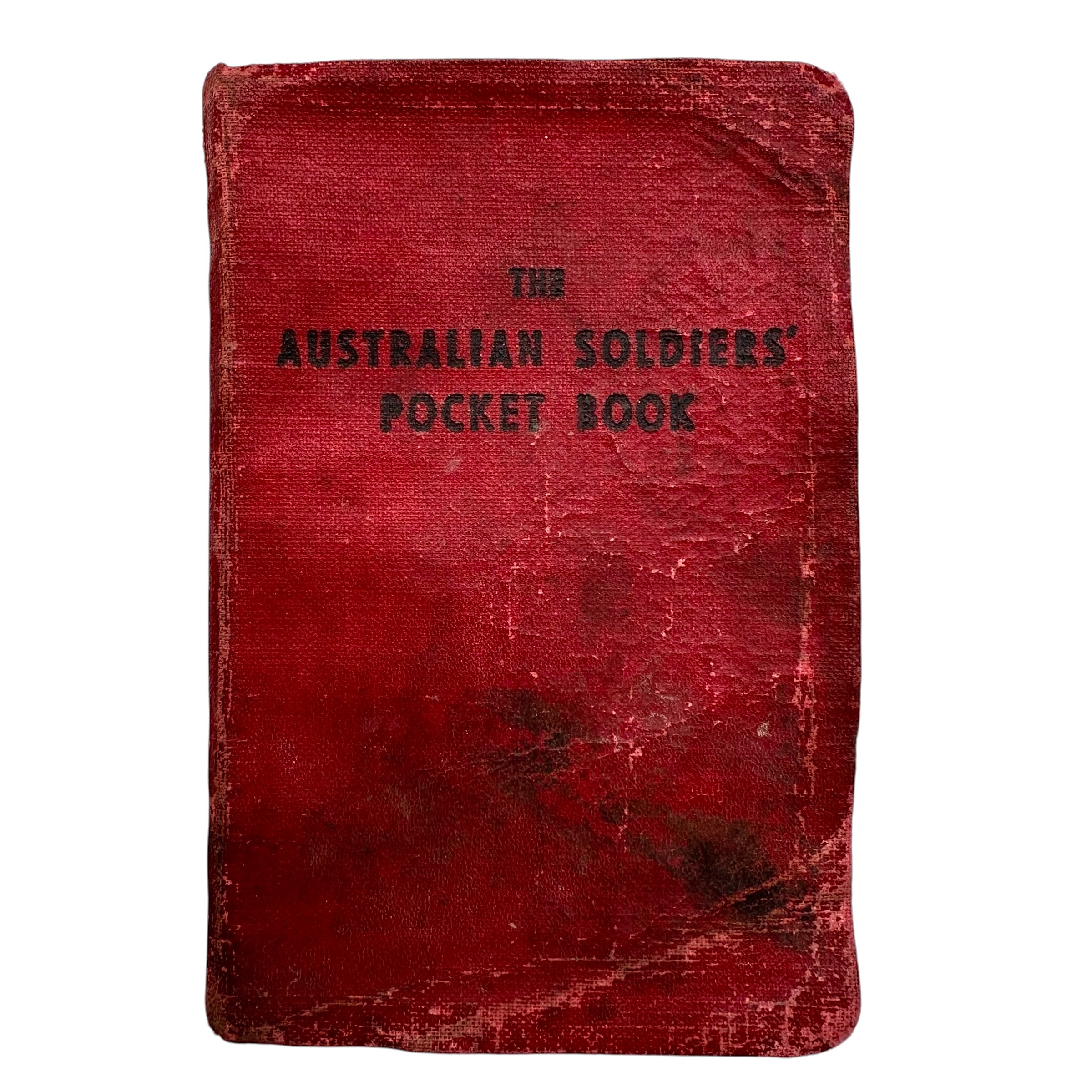 Original WWII Australian Soldiers' Pocket Book 1940 named to 2nd AIF serviceman with military ranks insignia flags and handwritten personal details.