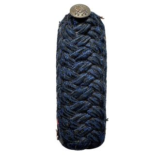 Origineel WWII Nederlands Staatspolitie Schalkhaar politie schouderstuk donkerblauw gevlochten met politieknop Nederlandse politie WOII militaria.