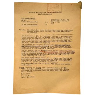 Original WWII Dutch Waffen-SS SS-Feldersatz-Btl. Hoogeveen Document Groningen 1945