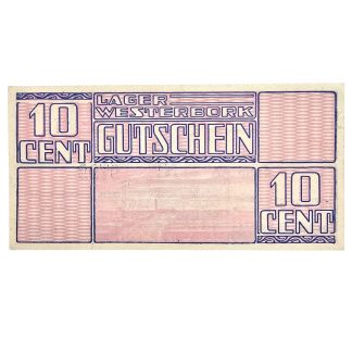 Original WWII Dutch ‘Durchgangslager’ Westerbork banknote 10 cent