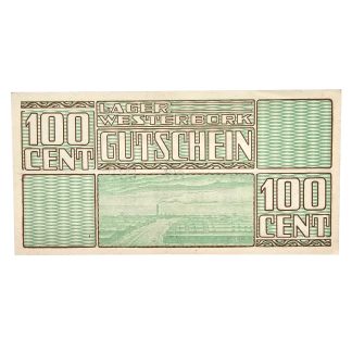 Original WWII Dutch ‘Durchgangslager’ Westerbork banknote 100 cent