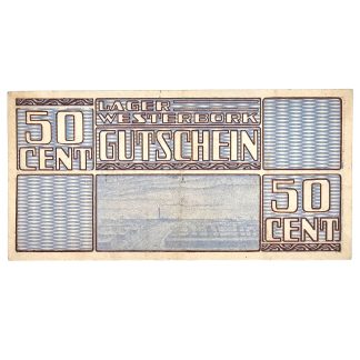Original WWII Dutch ‘Durchgangslager’ Westerbork banknote 50 cent
