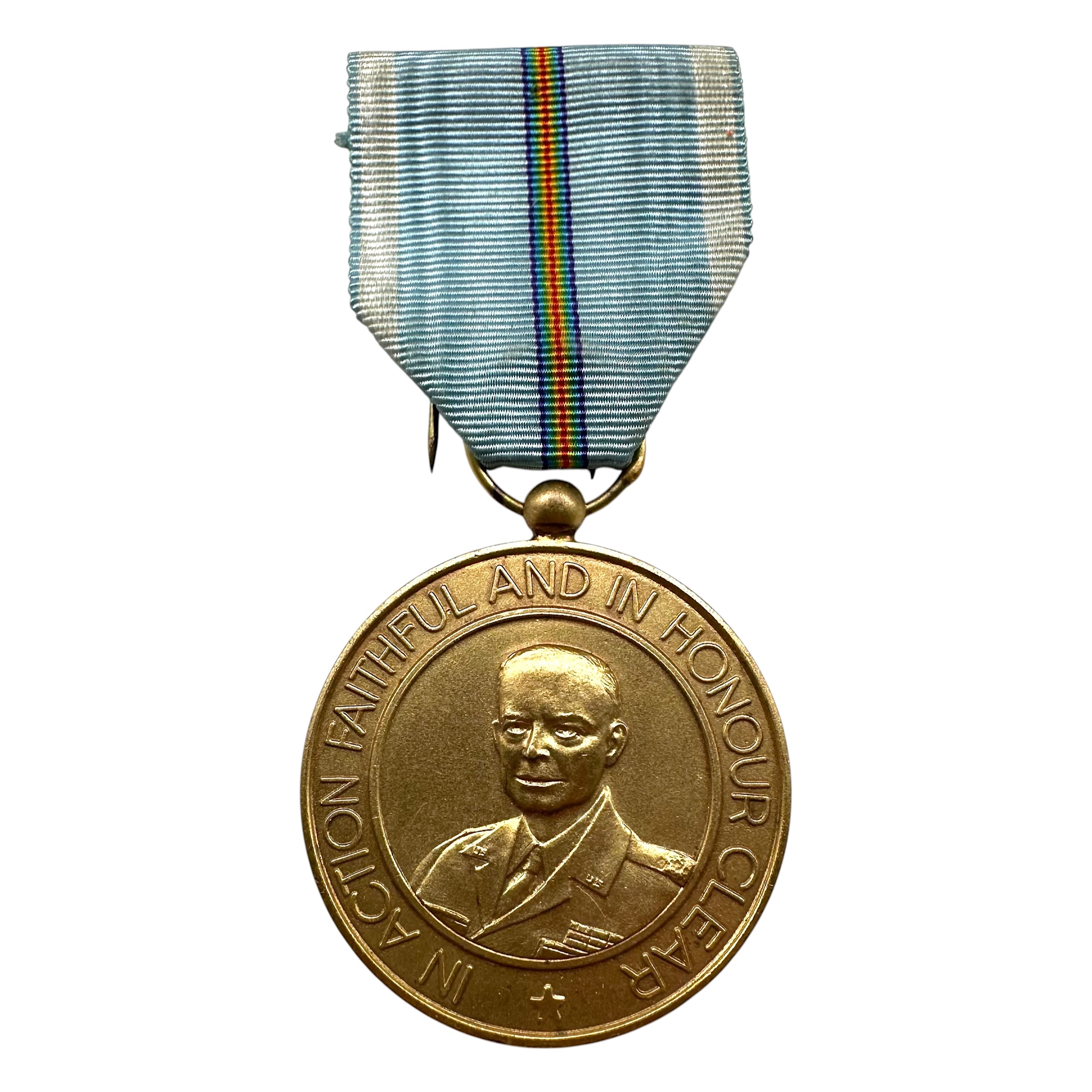 Original WWII Dwight D. Eisenhower 1939-1945 commemorative war medal by Interallied Military Organization Sphinx with original ribbon