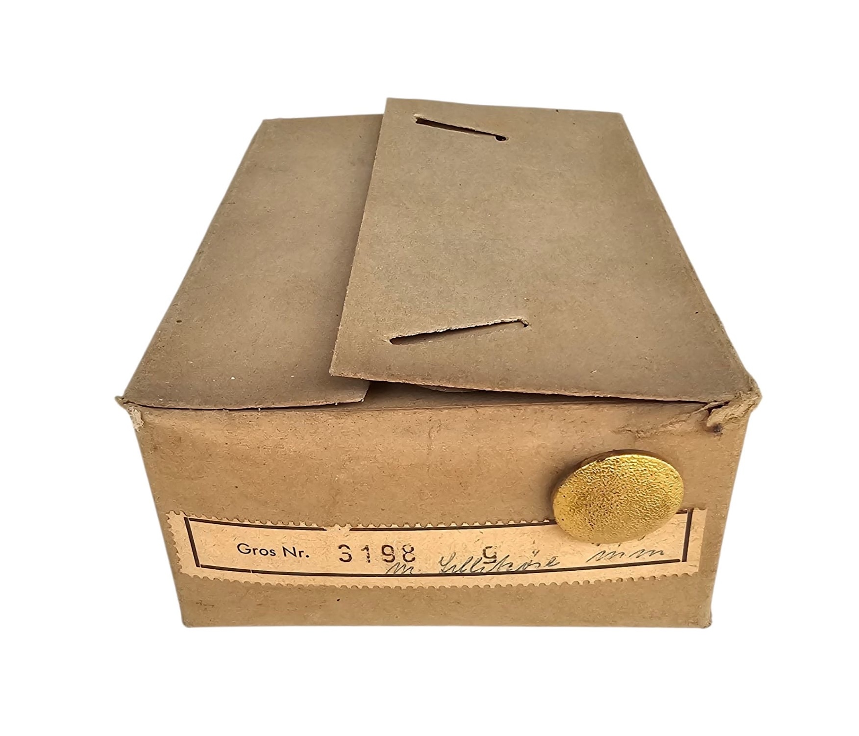 Original WWII German 20 mm gold-colored uniform button C. Th. Dicke maker marked old stock packaging German WWII militaria.