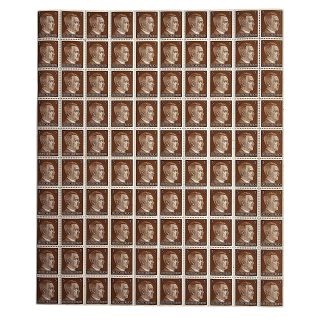 Original WWII German Adolf Hitler 3 Reichspfennig Postage Stamp Full Sheet