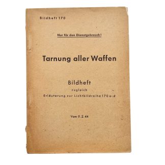 Originele WWII Duitse Wehrmacht handleiding Tarnung aller Waffen Bildheft 170 uit 1944 met foto's en instructies over militaire camouflage