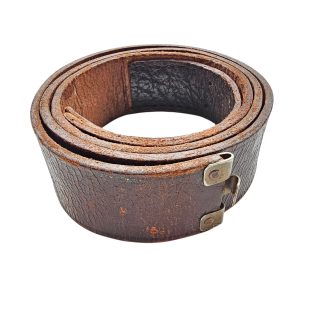 Original WWII German HJ SA political leather belt 105 cm Hitler Youth Sturmabteilung brown belt without buckle Third Reich militaria.