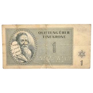 Original WWII German Jewish Ghetto/Camp Theresienstadt 1 Krone banknote
