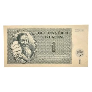 Original WWII German Jewish Ghetto/Camp Theresienstadt 1 Krone banknote