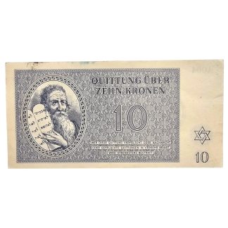 Original WWII German Jewish Ghetto/Camp Theresienstadt 10 Kronen banknote