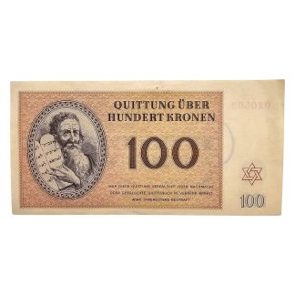 Original WWII German Jewish Ghetto/Camp Theresienstadt 100 Kronen banknote