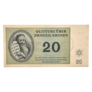 Original WWII German Jewish Ghetto/Camp Theresienstadt 20 Kronen banknote