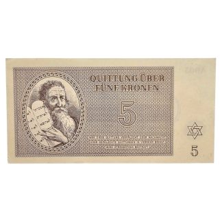 Original WWII German Jewish Ghetto/Camp Theresienstadt 5 Kronen banknote
