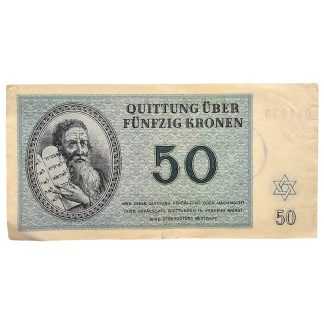 Original WWII German Jewish Ghetto/Camp Theresienstadt 50 Kronen banknote