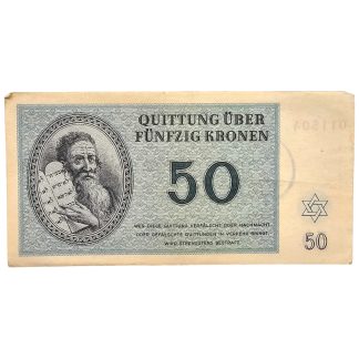 Original WWII German Jewish Ghetto/Camp Theresienstadt 50 Kronen banknote