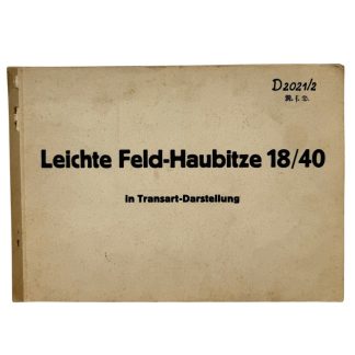 Original WWII German Leichte Feld-Haubitze 18/40 Transart technical training book D 2021/2 transparent plates Wehrmacht artillery manual.