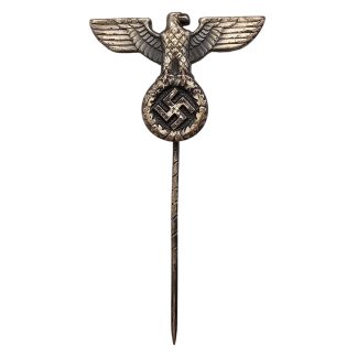 Original WWII German NSDAP political eagle lapel pin RZM M1/72 Fritz Zimmermann Stuttgart Hoheitsabzeichen long needle.