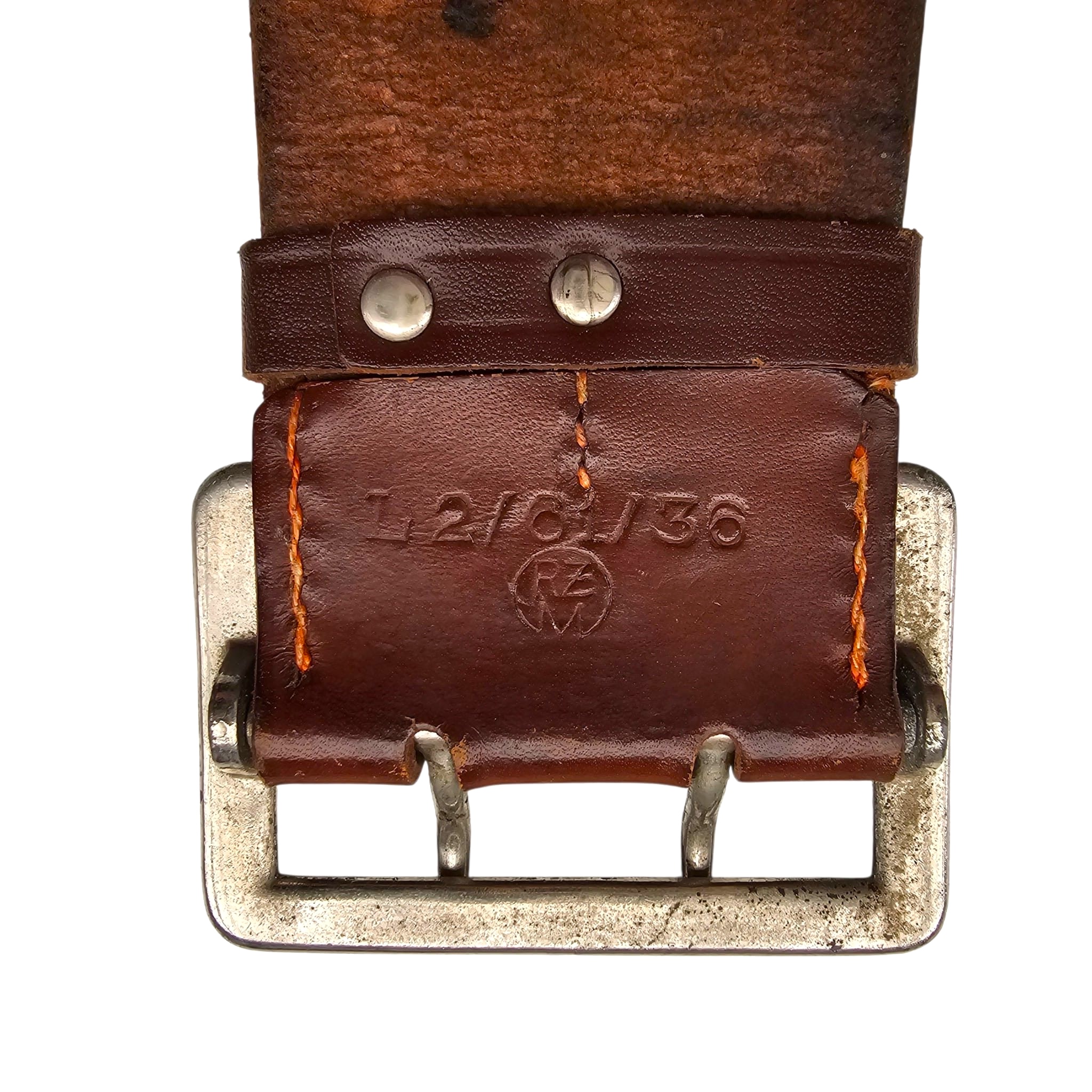 Original WWII German NSDAP Political Leader Zweidorn Double-Claw Leather Belt – RZM Marked 1936