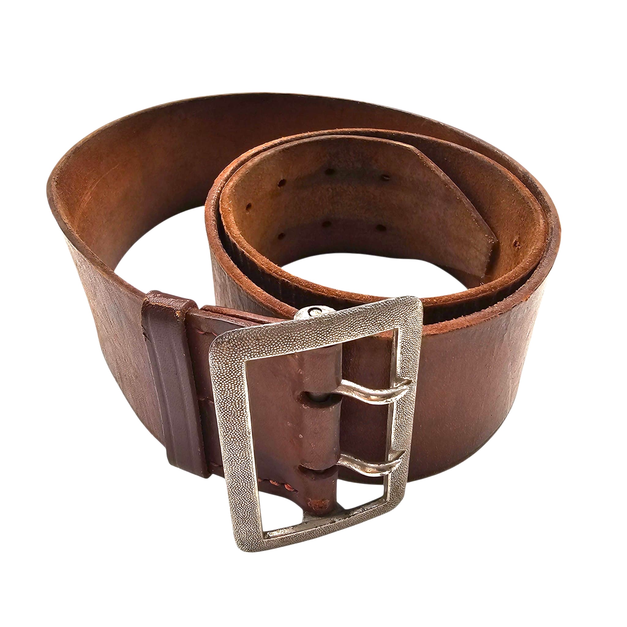 Original WWII German NSDAP Zweidorn leather belt dated 1936 with double-claw buckle, RZM L2/6/36 marking and 110 cm brown leather belt strap.