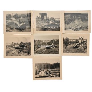 Original WWII German Panther tank photo set with seven Panzerkampfwagen V photographs during field trials on Leonar and Agfa-Lupex photo paper.