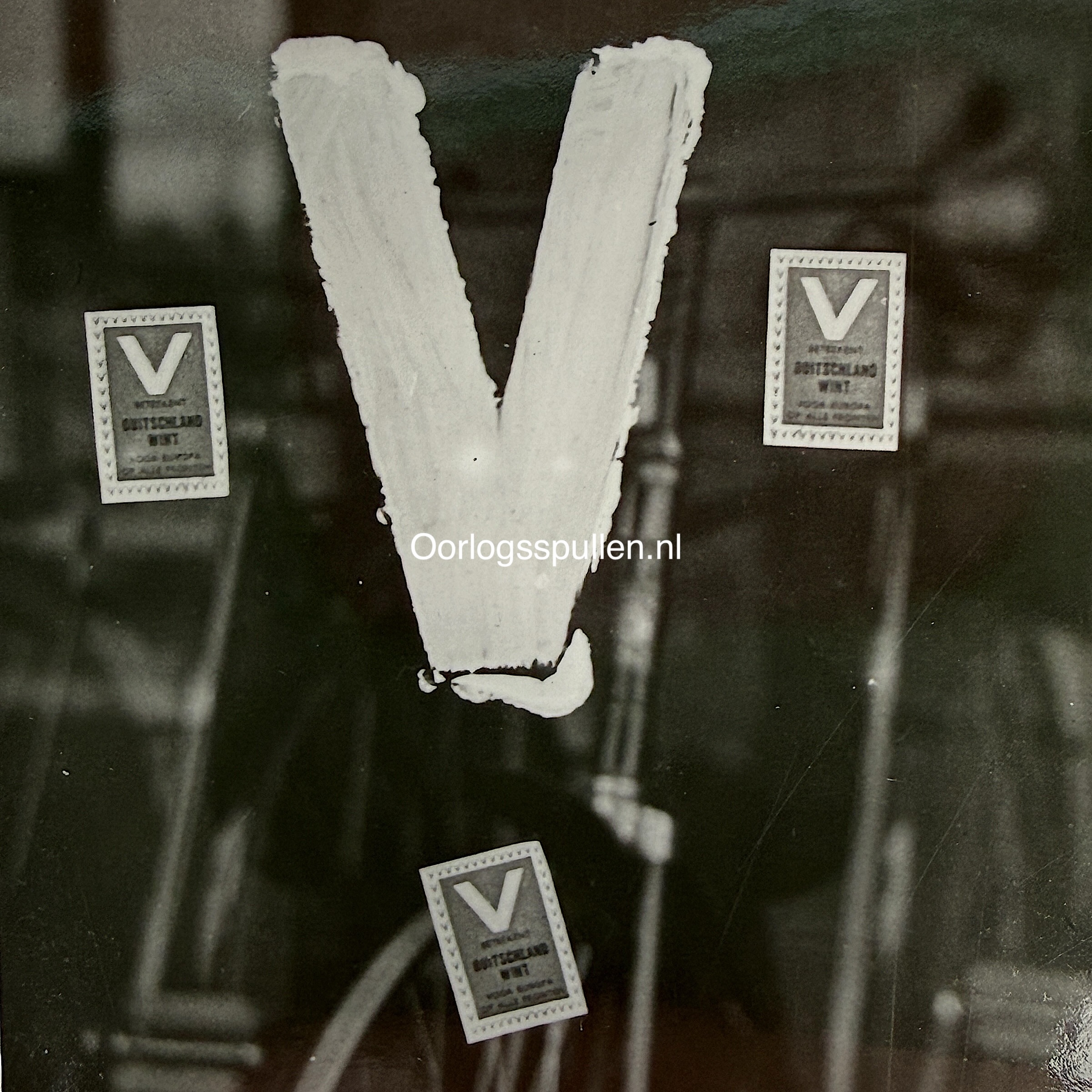 Original WWII German Photo NSB V-Campaign Window Markings Bicycle Shop The Hague