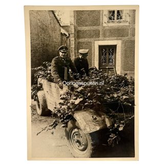 Original WWII Waffen-SS Heinz Harmel 10th SS Panzer Division Frundsberg Kübelwagen Normandy 17 July 1944 SS war correspondent photo.
