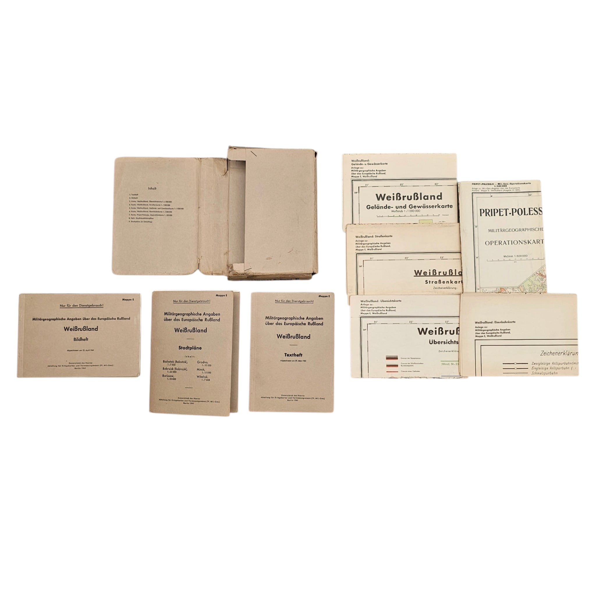 Original WWII German Wehrmacht Military Map Set Weißrußland 1941 – Operation Barbarossa