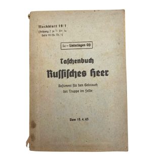 Original WWII German Wehrmacht Taschenbuch Russisches Heer 1943 Ic-Unterlagen Ost with Soviet weapons and fold-out Eastern Front map.