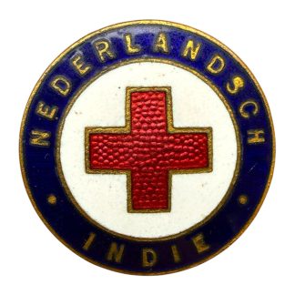 Original WWII Netherlands East Indies Red Cross enamel badge, marked K.G. Luke Melbourne and produced in Australia during the period 1942-1945.