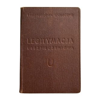 Original WWII Polish Legitymacja Ubezpieczeniowa Lublin 1940 Leon Felczyński social insurance ID card with portrait photo and official stamps.