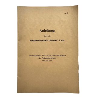 Original circa 1951–1952 West German Bavarian Police Beretta M38/44 9mm Instruction Manual