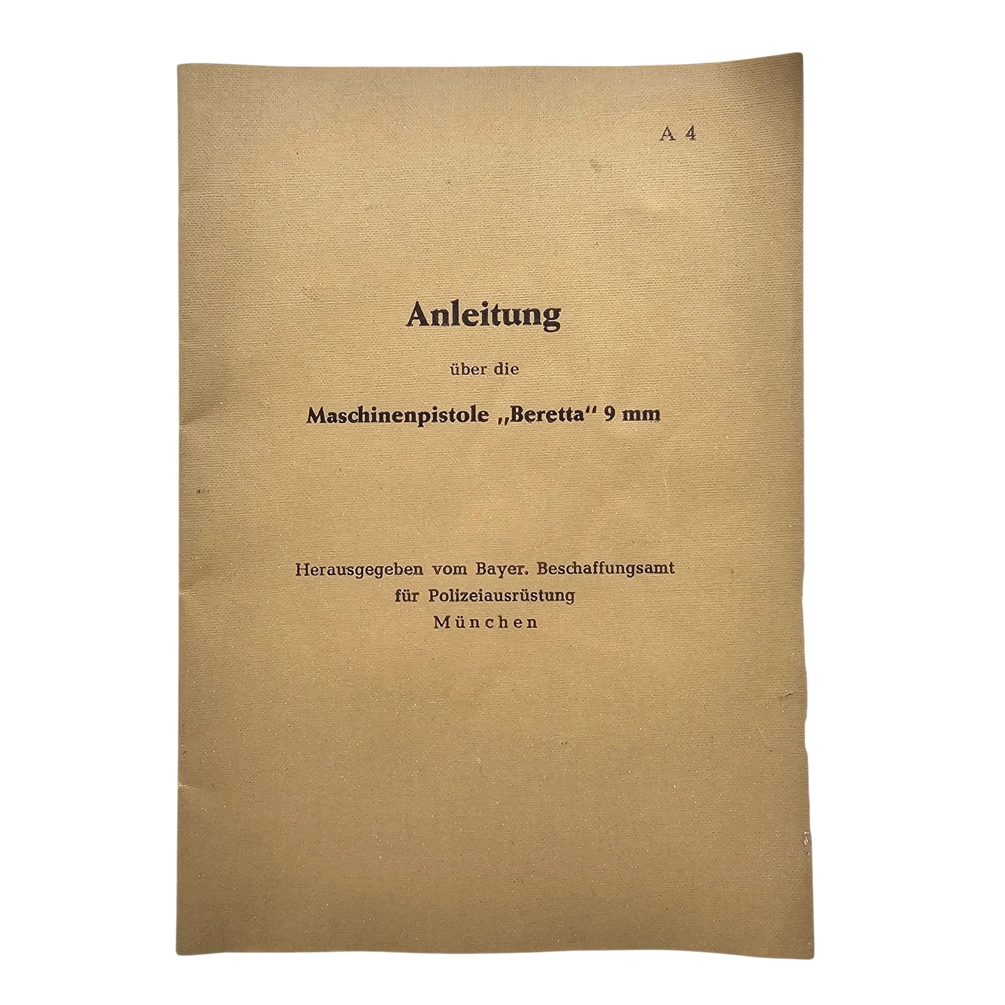Original circa 1951–1952 West German Bavarian Police Beretta M38/44 9mm Instruction Manual