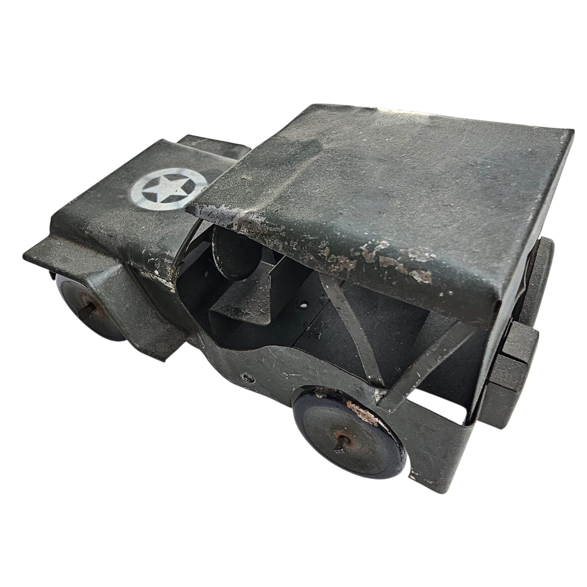 Original WWII Dutch Liberation Tinplate U.S. Willys Jeep Toy - Afbeelding 4