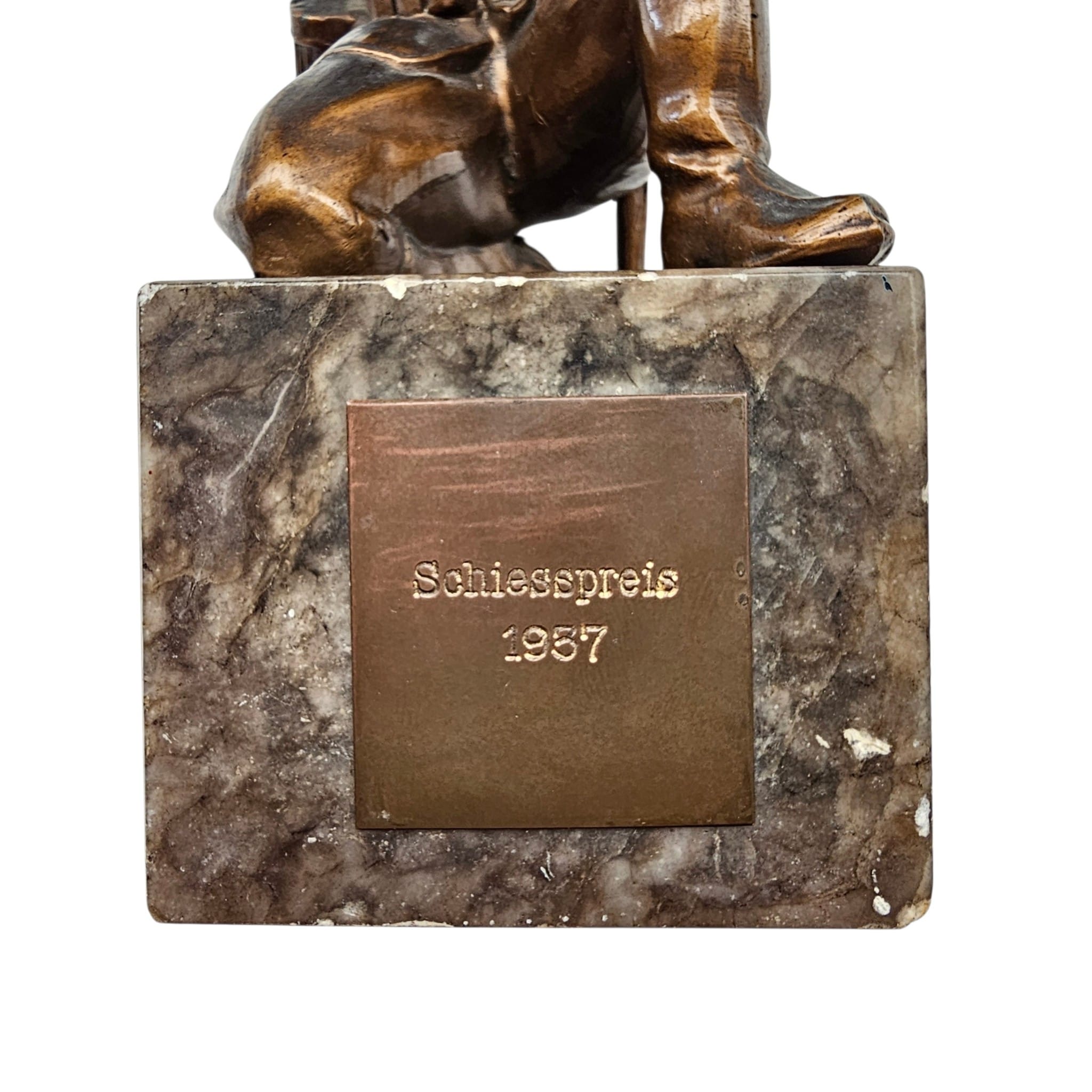 Original WWII German Schiesspreis 1937 Soldier Shooting Trophy Figurine - Afbeelding 4