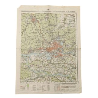 Originele WWII Duitse stafkaart Rotterdam en Delft 1941, Sonderausgabe 37 Ost Rotterdam, schaal 1:50.000, Duitse militaire kaart Nederland.