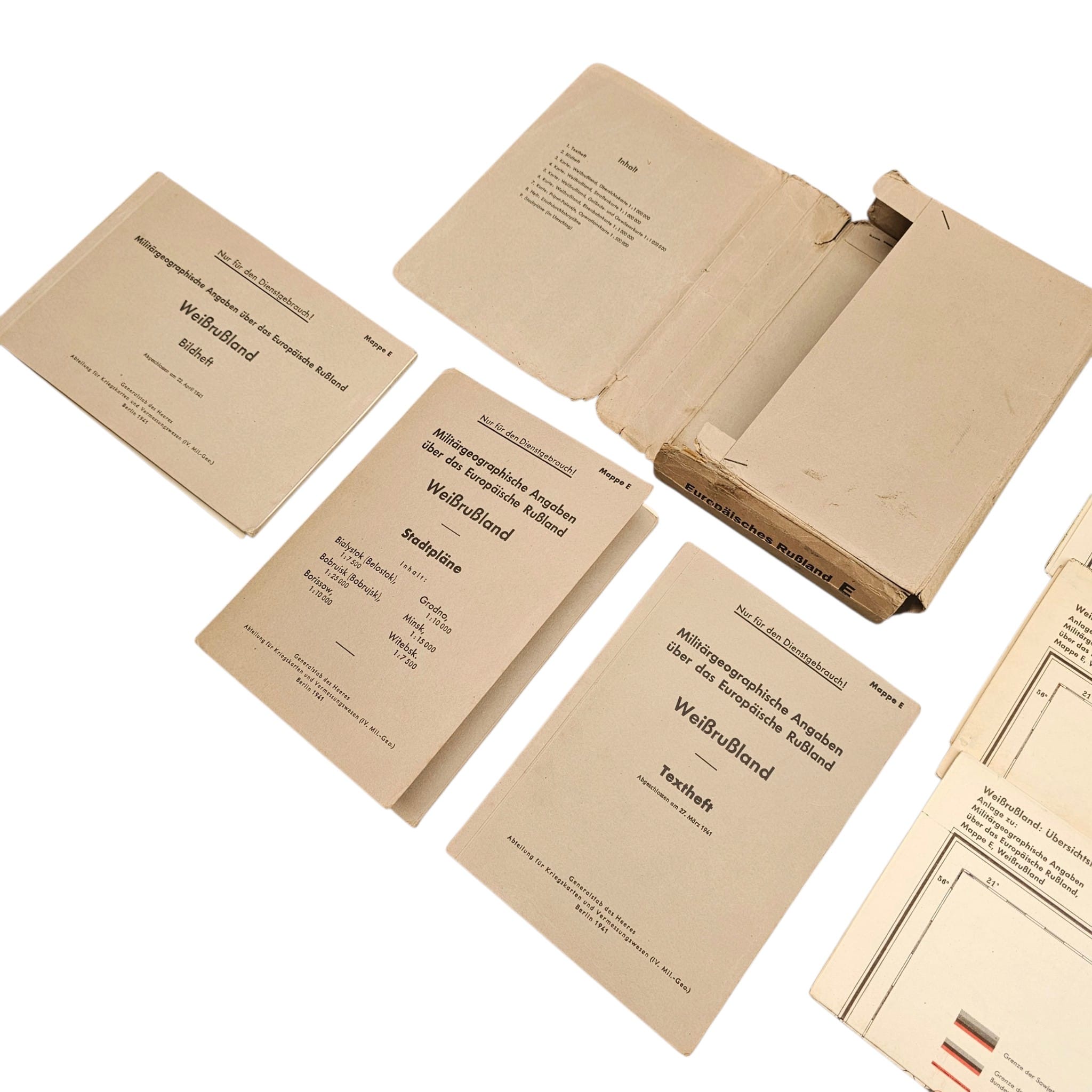 Original WWII German Wehrmacht Military Map Set Weißrußland 1941 – Operation Barbarossa